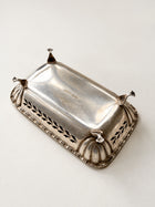 Underside of ornate J&R EPNS vintage footed dish