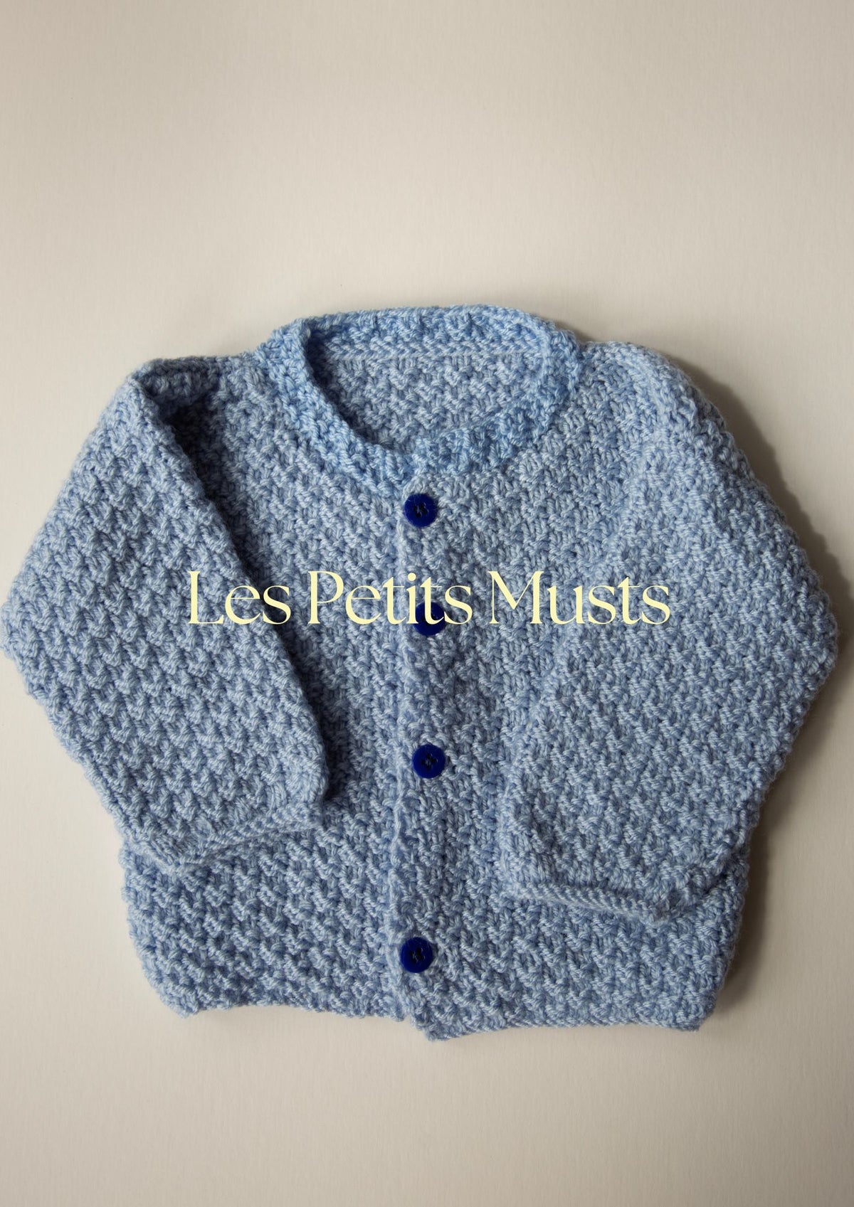 Hand Knit Blue Baby Cardigan — 3 Months