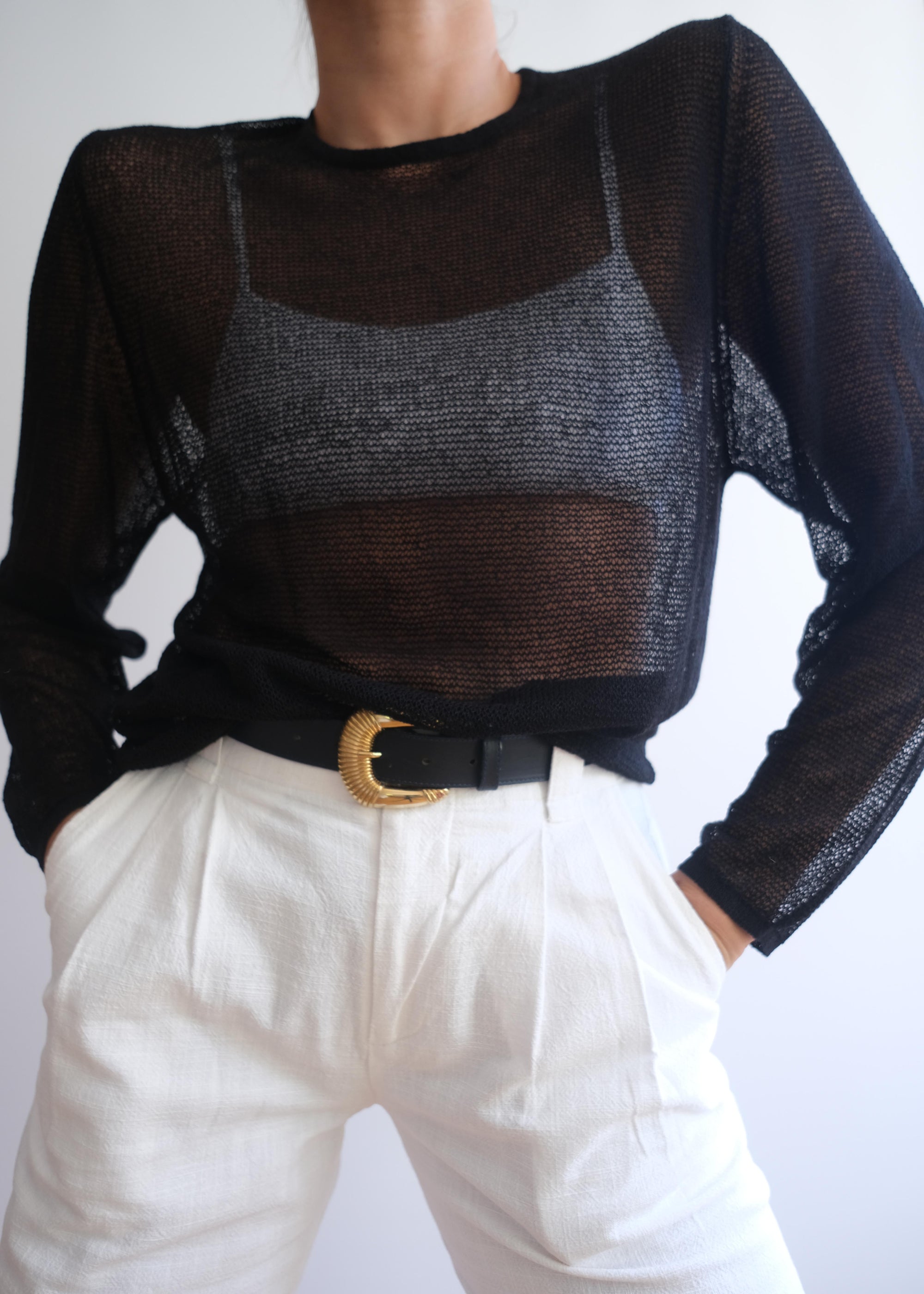 Sheer Black 89's style knit Tricot