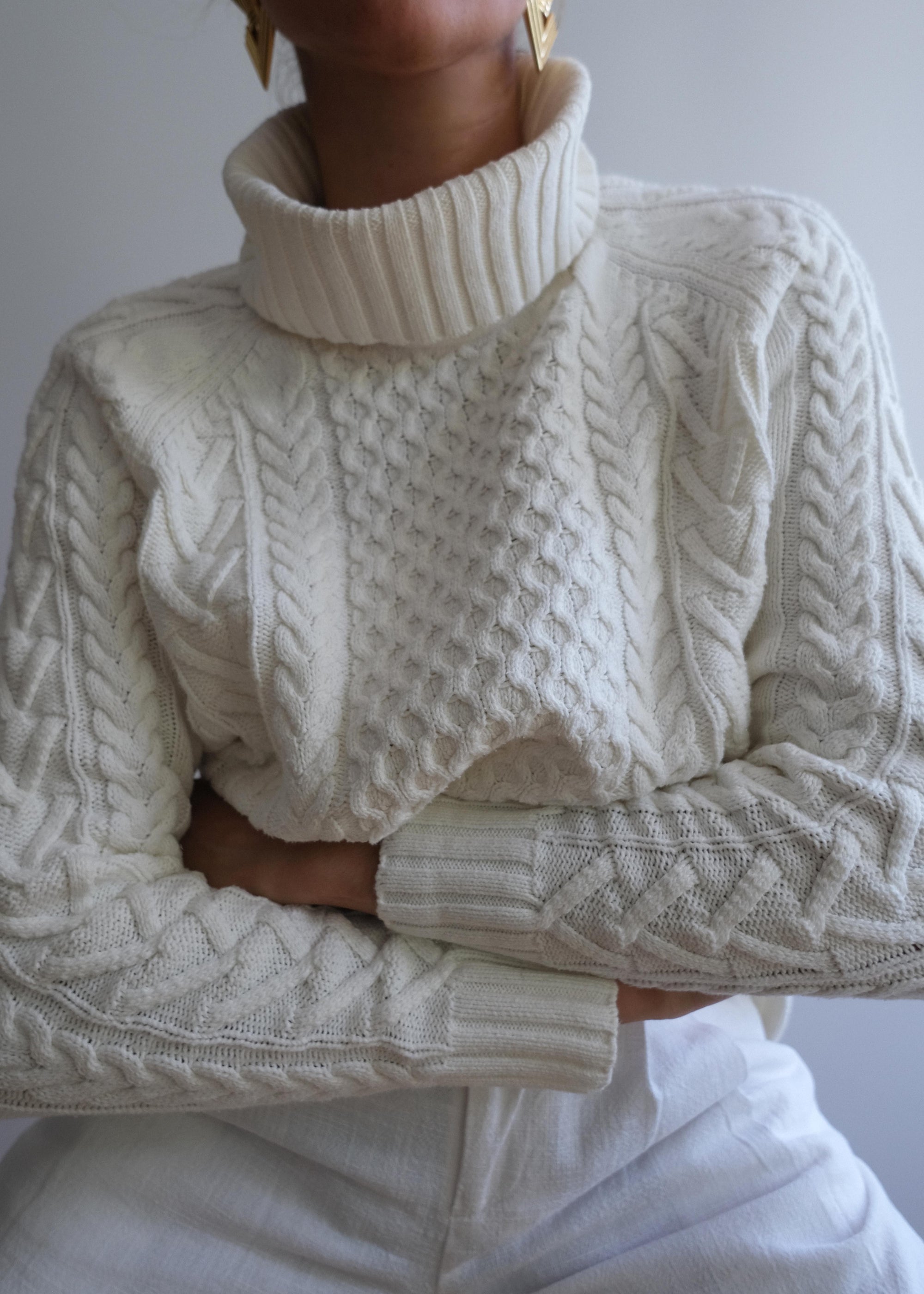 Vintage Cable Knit Turtleneck Sweater