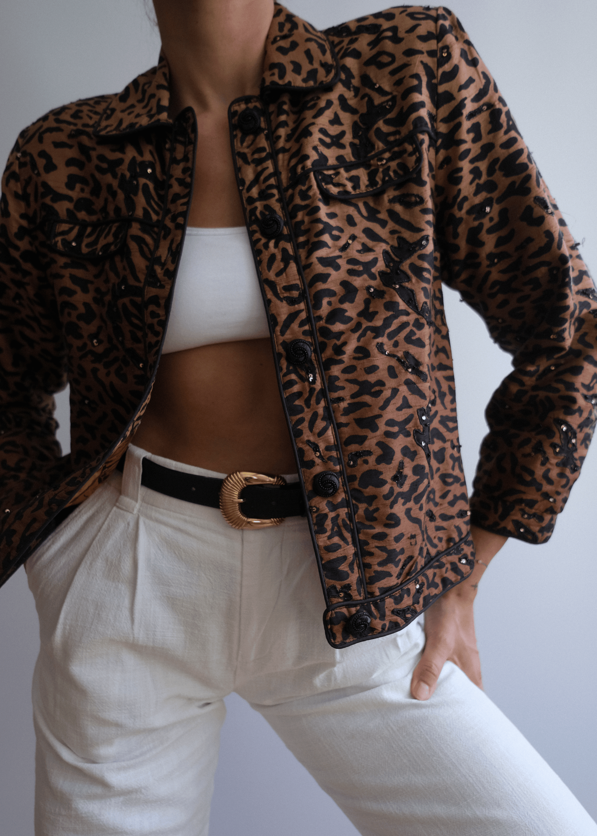 Vintage 1989 artist Leopard Print 100 % Silk vest