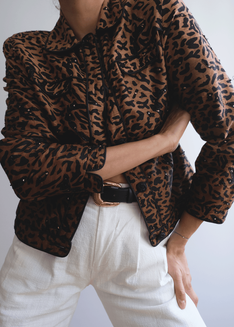Vintage 1989 artist Leopard Print 100 % Silk vest