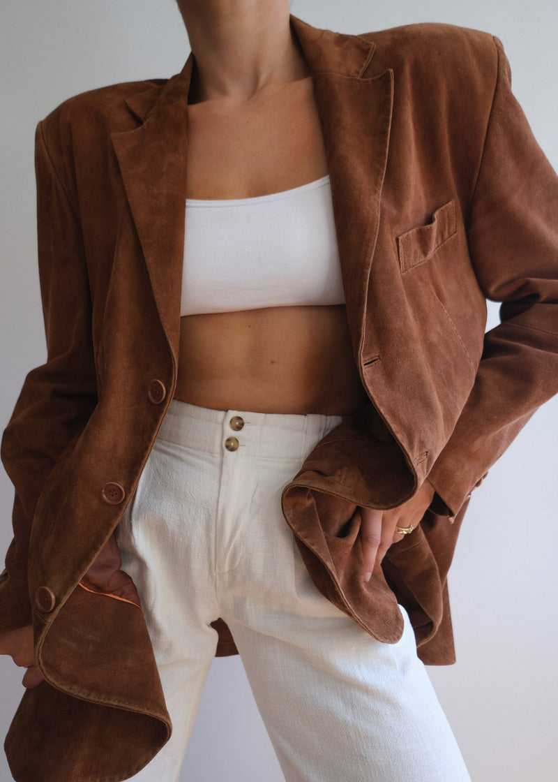 Vintage oversized Suede genuine Leather Blazer