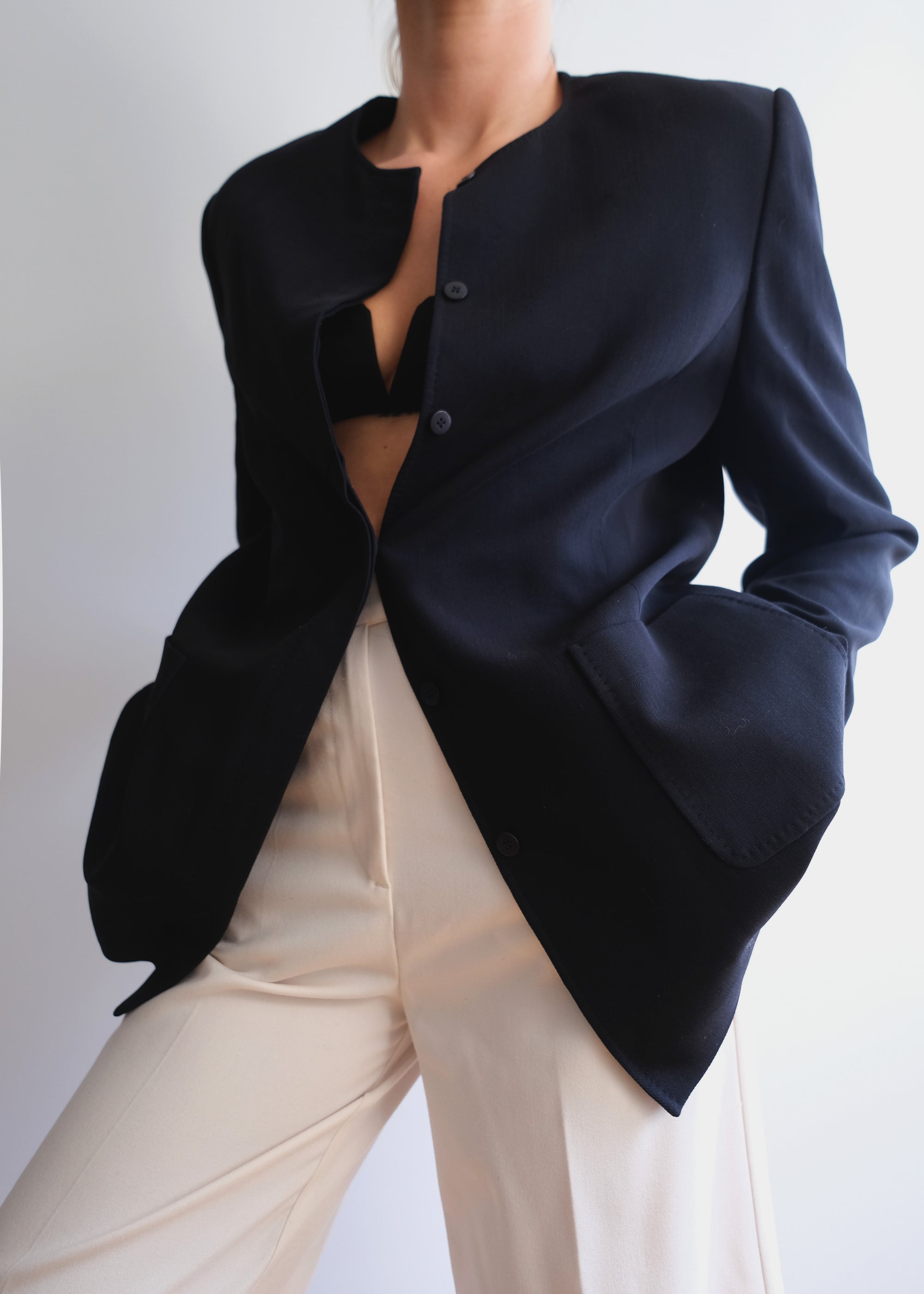 Vintage 1995 Jaeger Minimalist Collarless Jacket