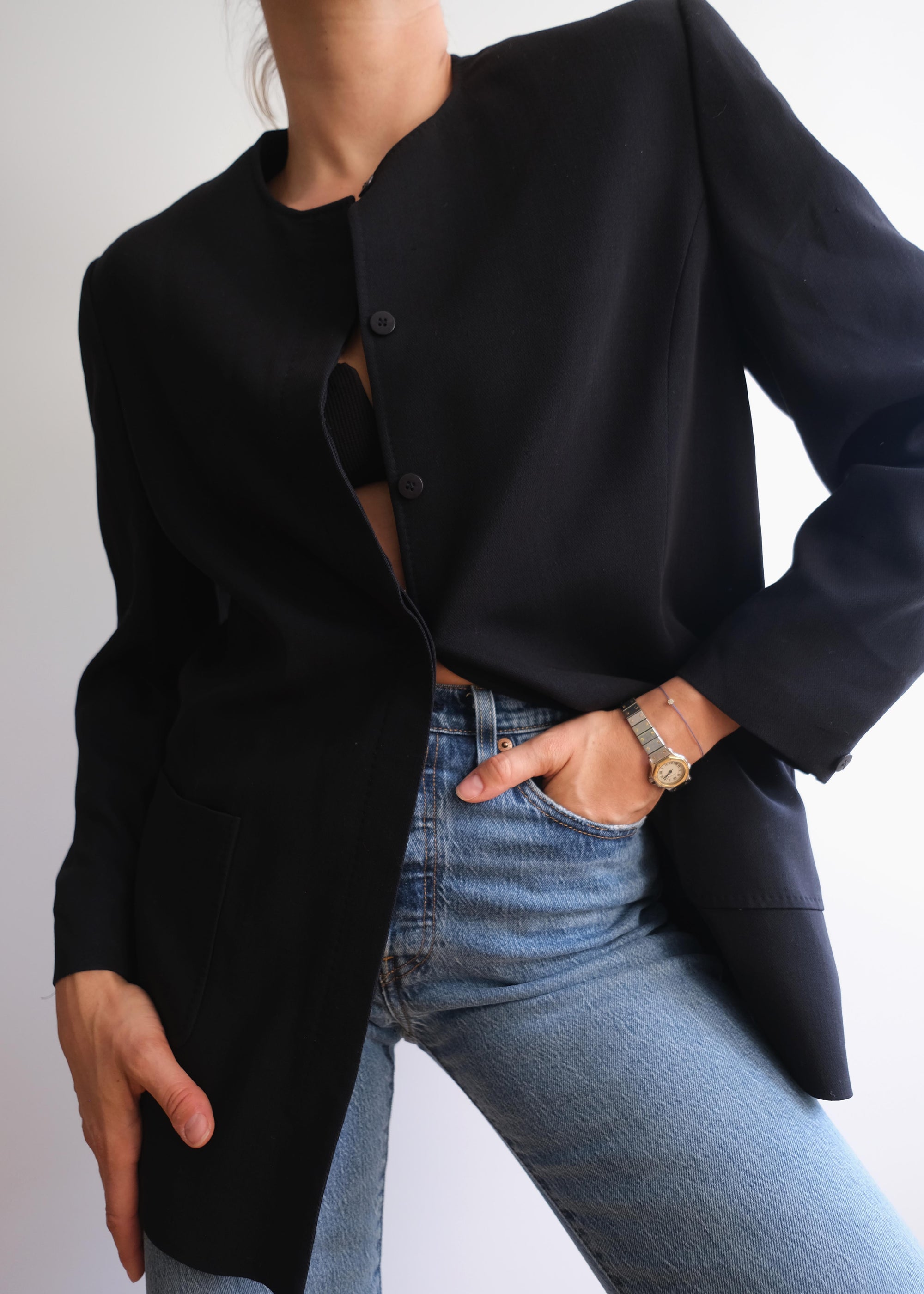 Vintage 1995 Jaeger Minimalist Collarless Jacket