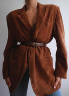 Vintage oversized Suede genuine Leather Blazer
