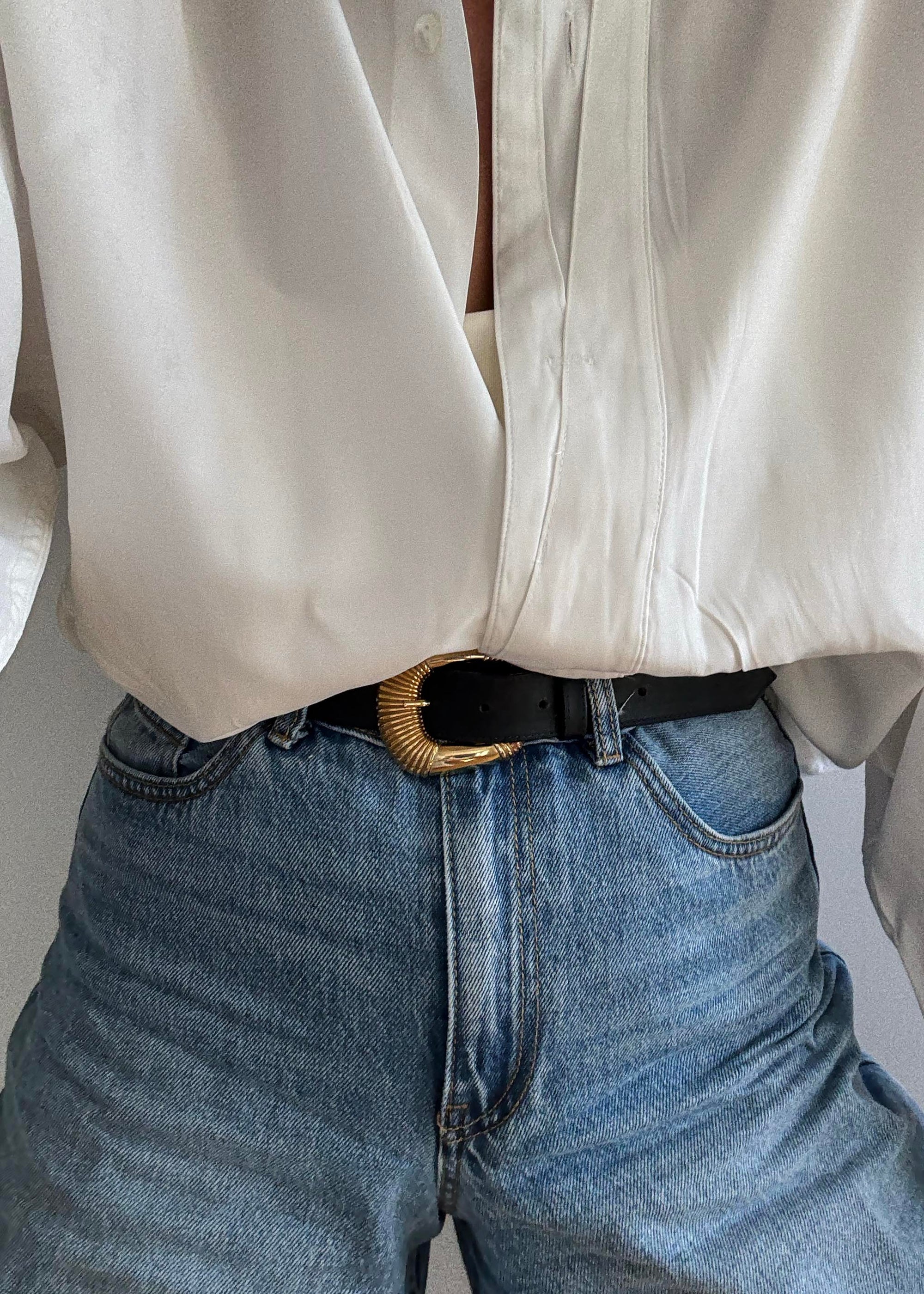 Iconic Vintage genuine Leather Sculptural Buckle Belt