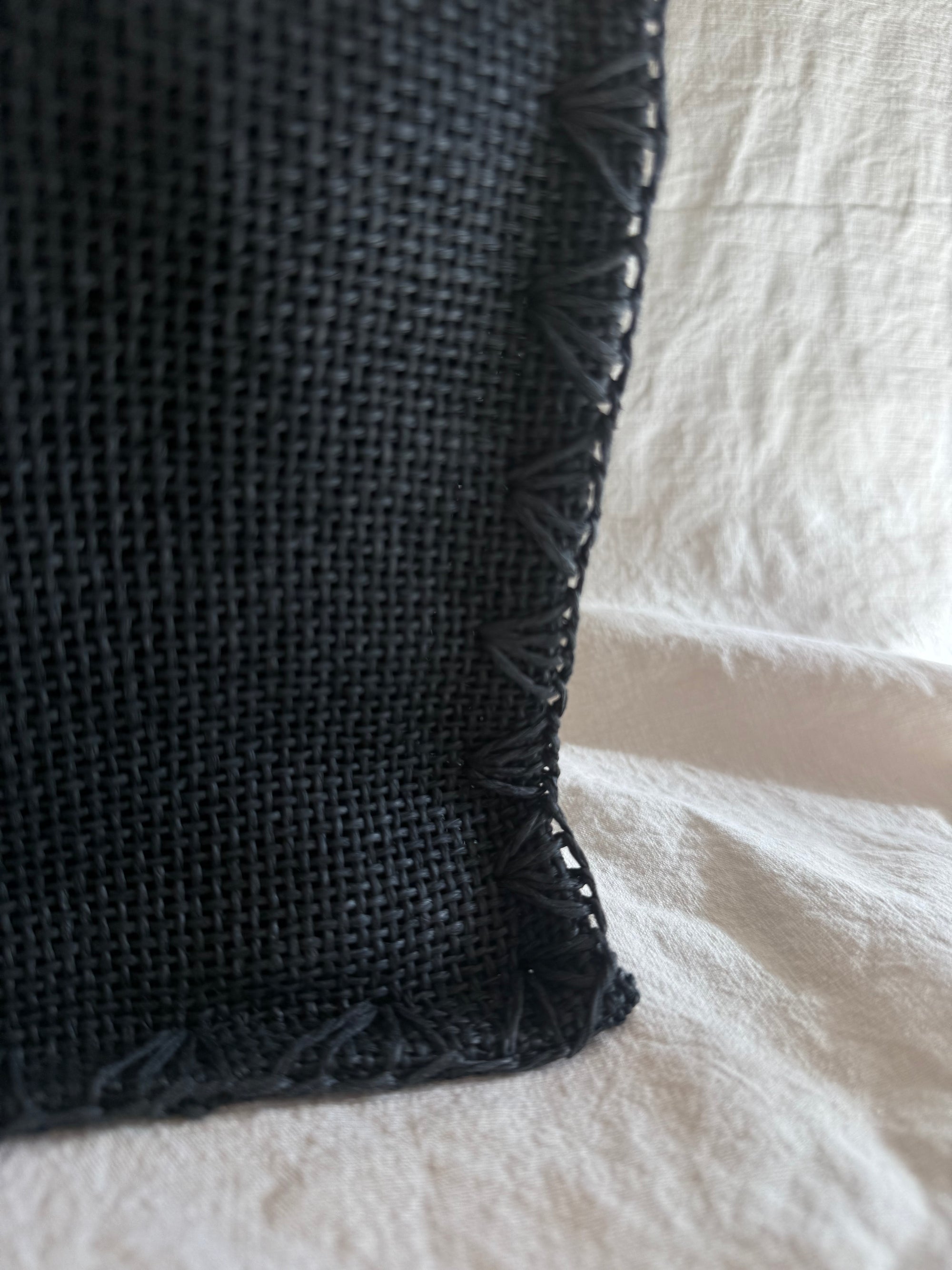 Vintage Black Woven Tote Bag