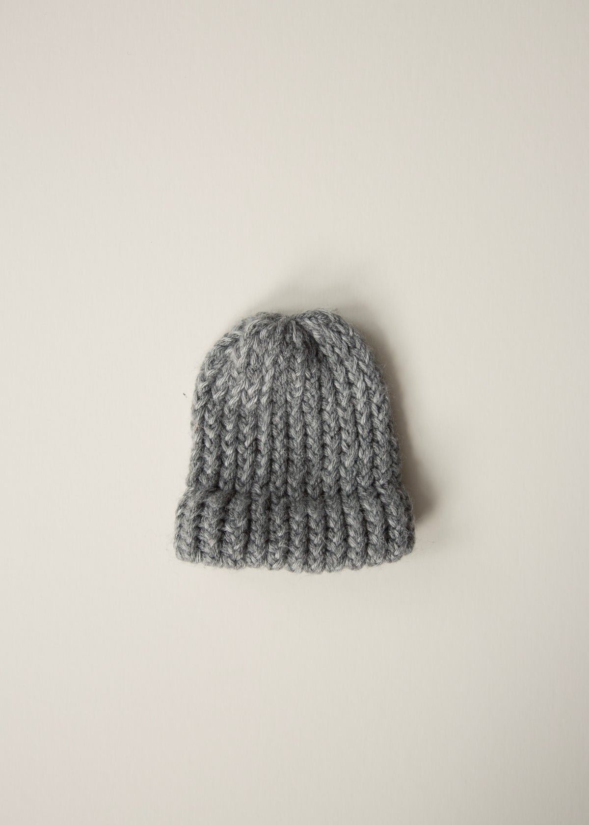 Hand Knit Grey Baby Beanie