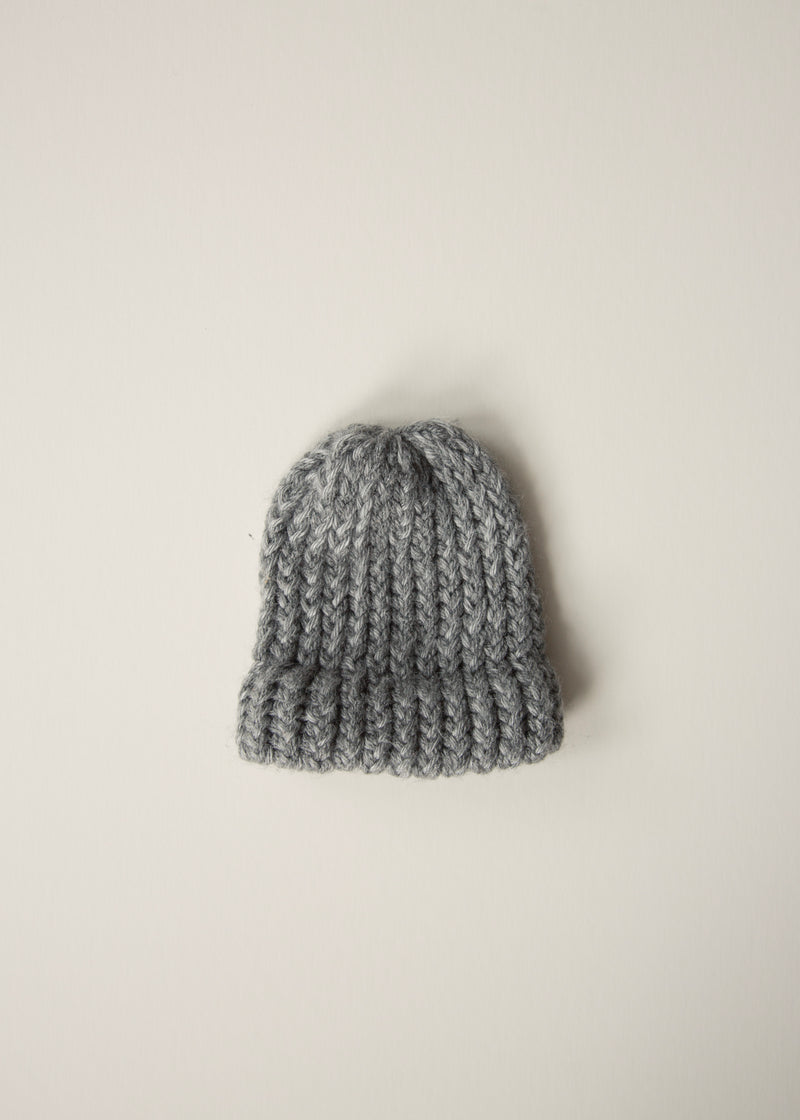 Hand Knit Grey Baby Beanie