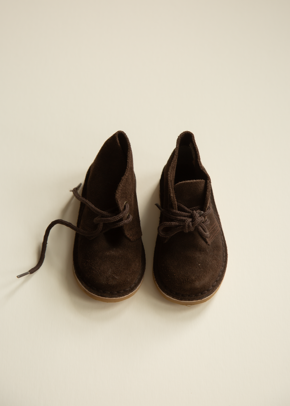 Vintage Brown Suede Baby Shoes — Size 23