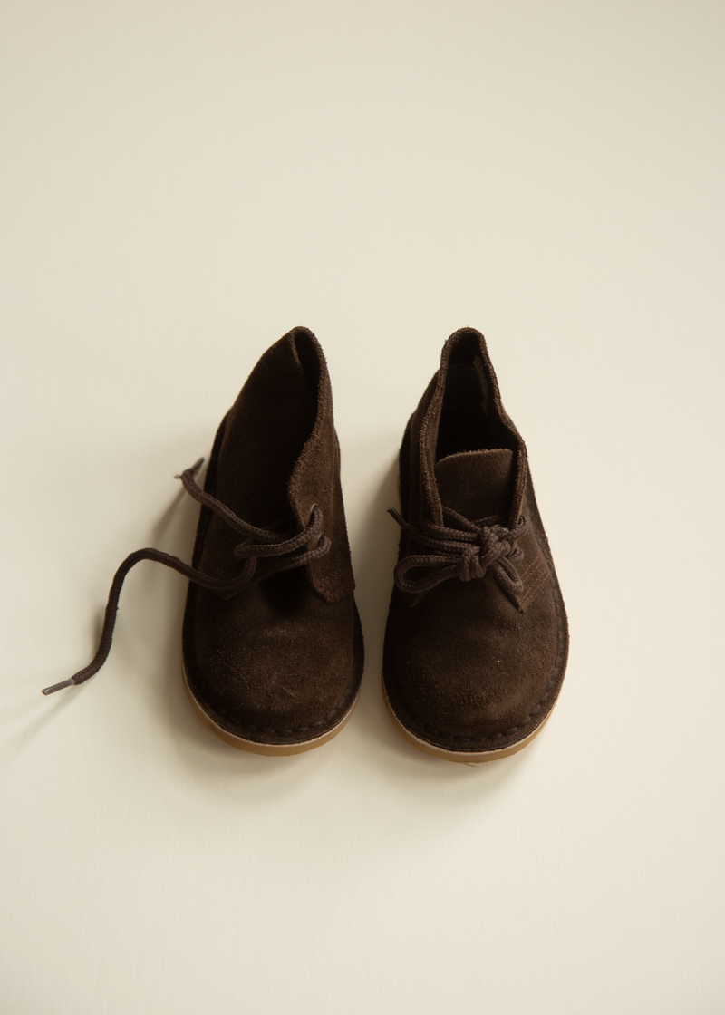Vintage Brown Suede Baby Shoes — Size 23