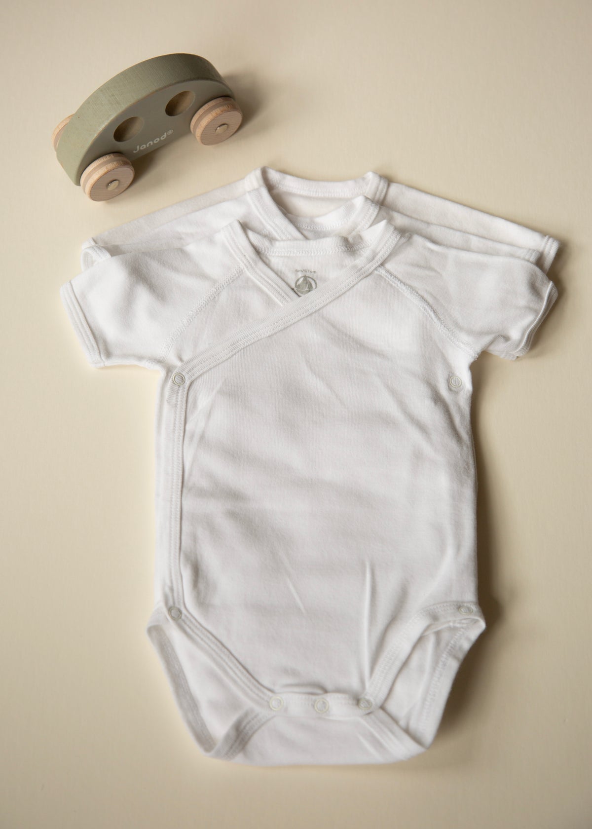 Petit Bateau White Baby Bodysuits — Set of 3 — 3–6 Months