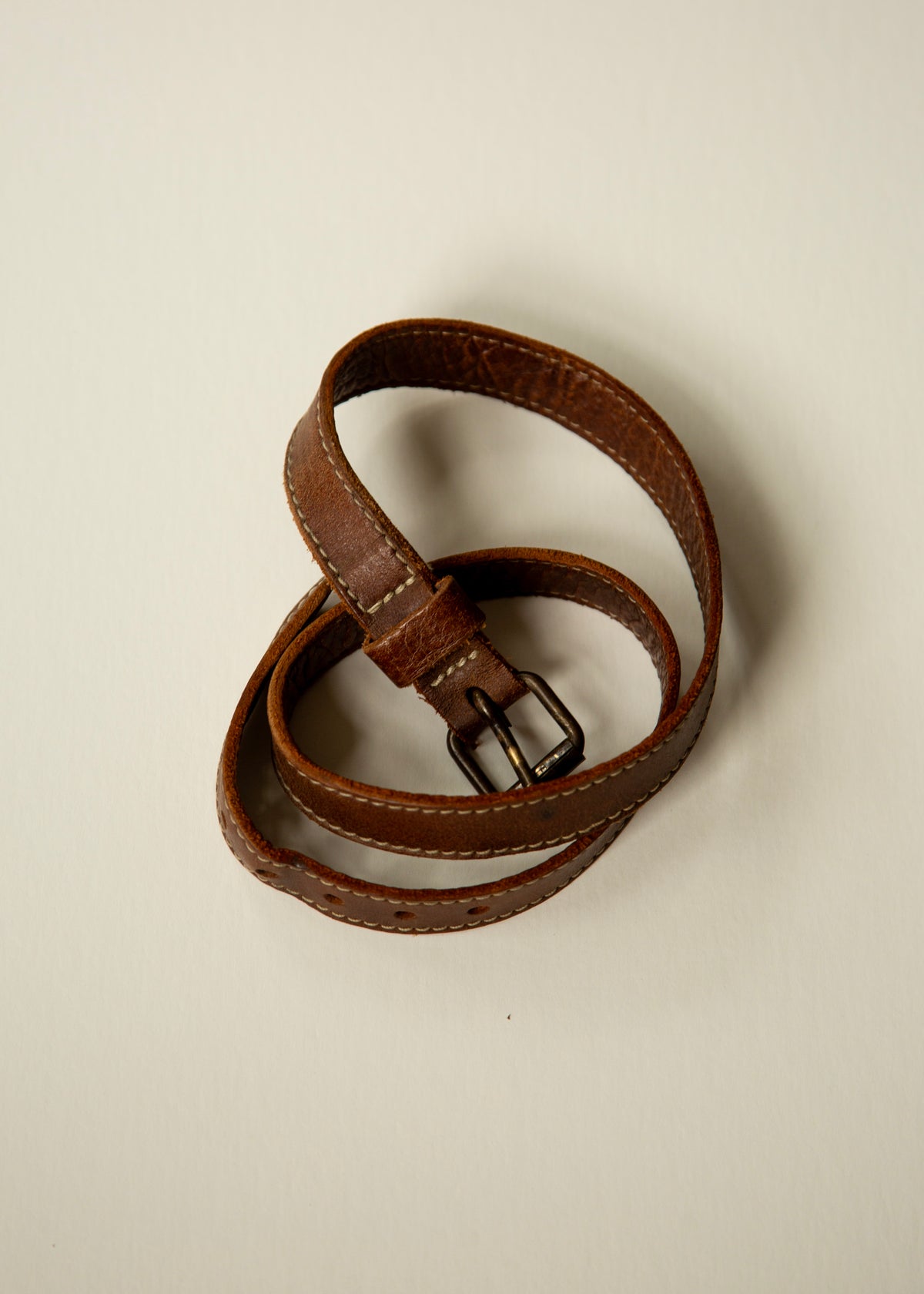 Vintage Brown Leather Kids Belt-5-6 y