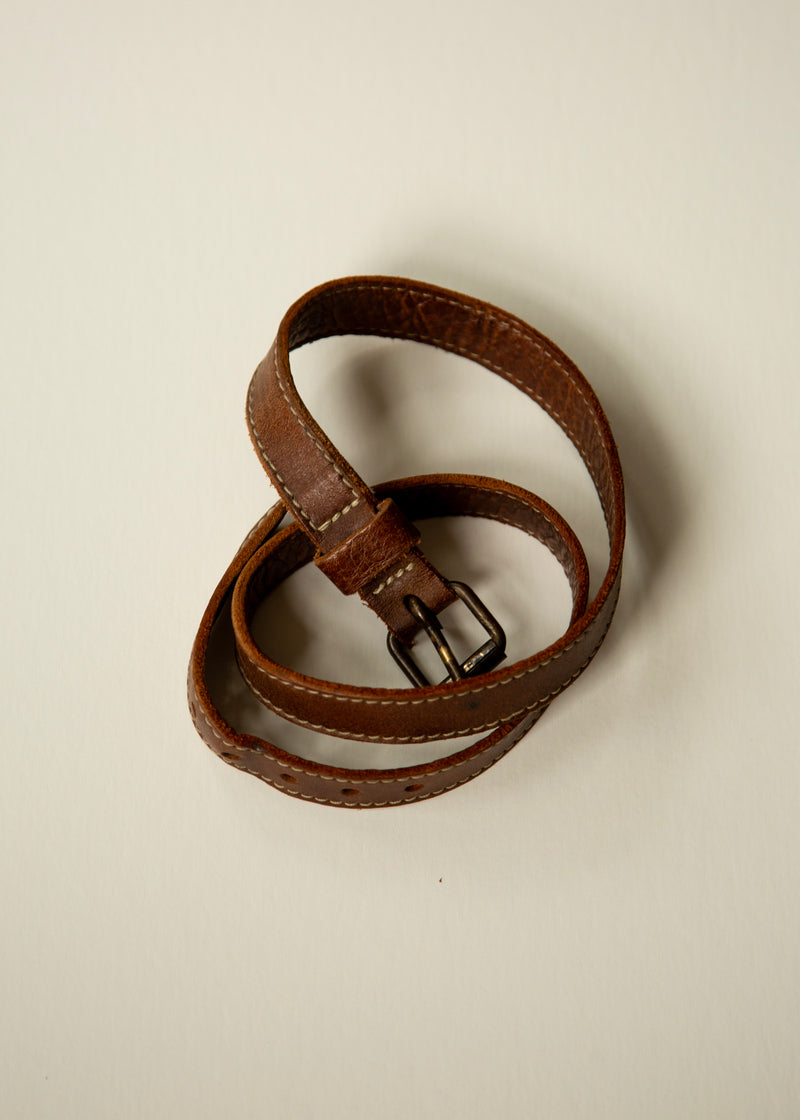 Vintage Brown Leather Kids Belt-5-6 y