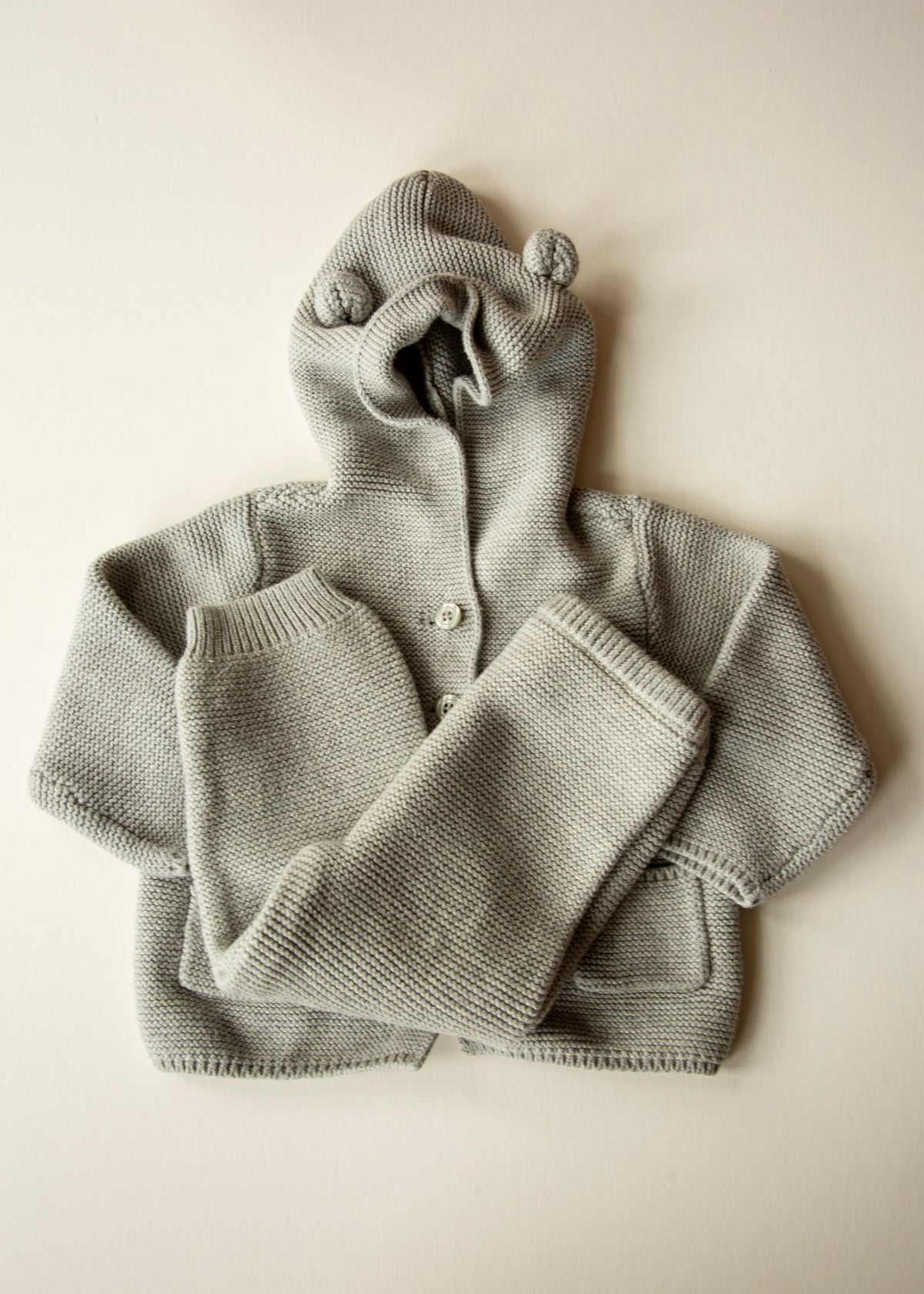 Vintage Grey Knit Cotton Tricot Set — 18–24 Months