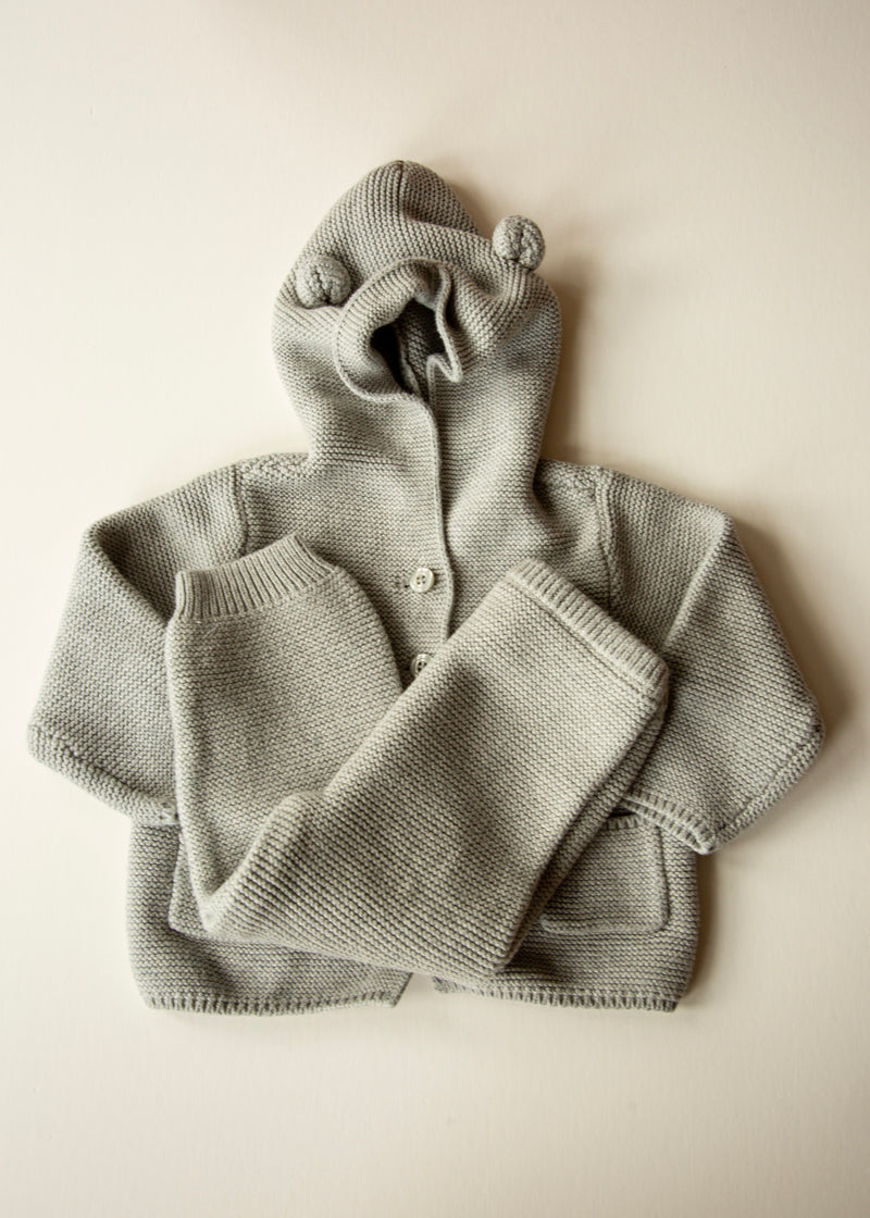 Vintage Grey Knit Cotton Tricot Set — 18–24 Months