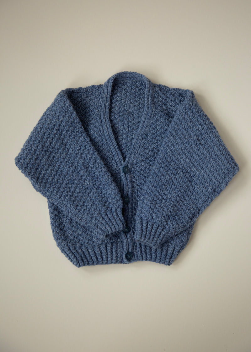 Hand Knit Blue Baby Cardigan