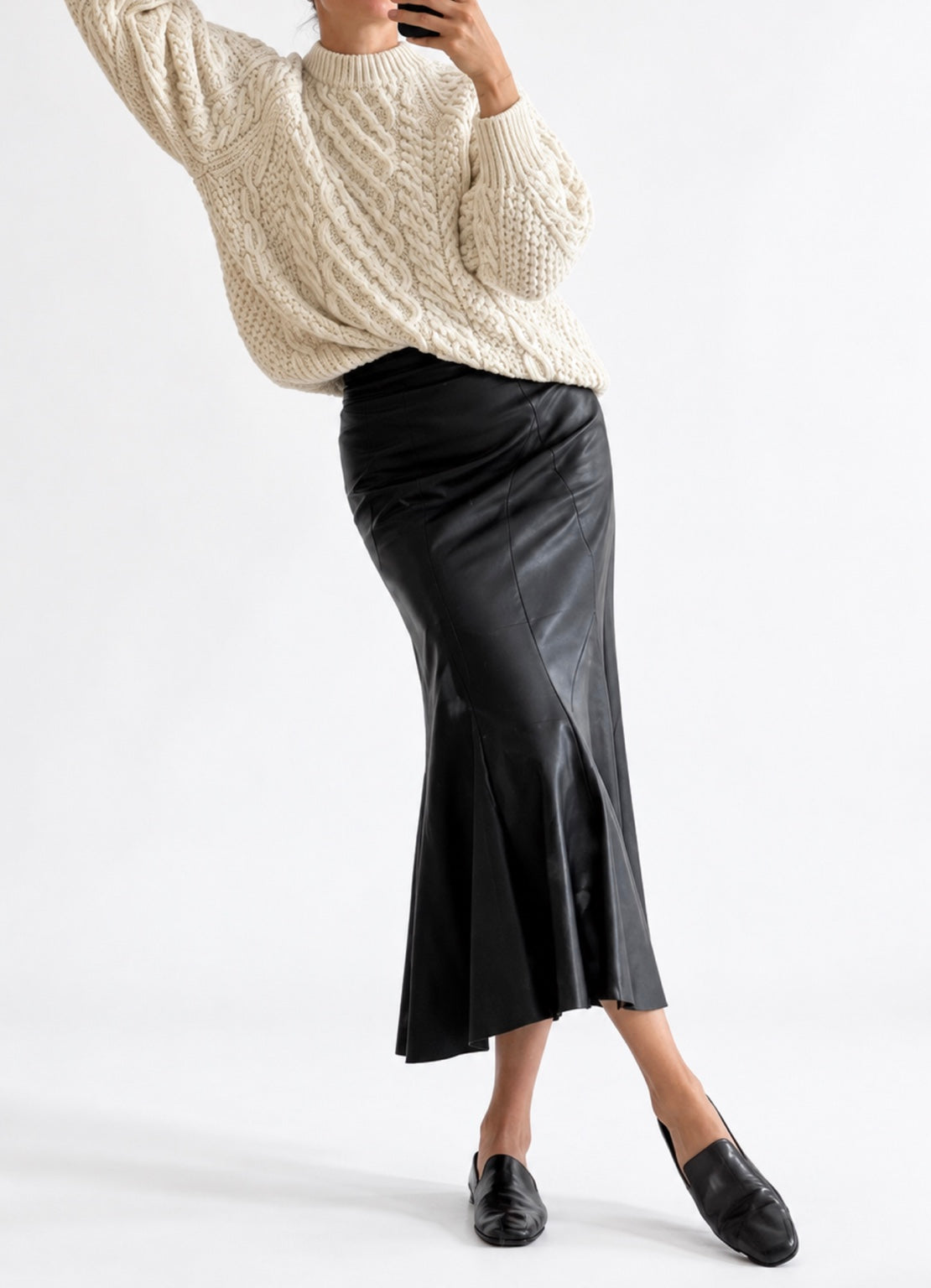 Vintage Genuine Leather Long Skirt