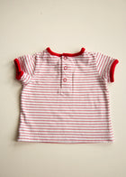 First Impressions white and red striped cotton baby T-shirt, size 3-6 months