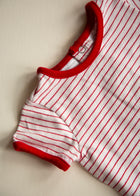 First Impressions striped cotton baby T-shirt red trim and snap detail