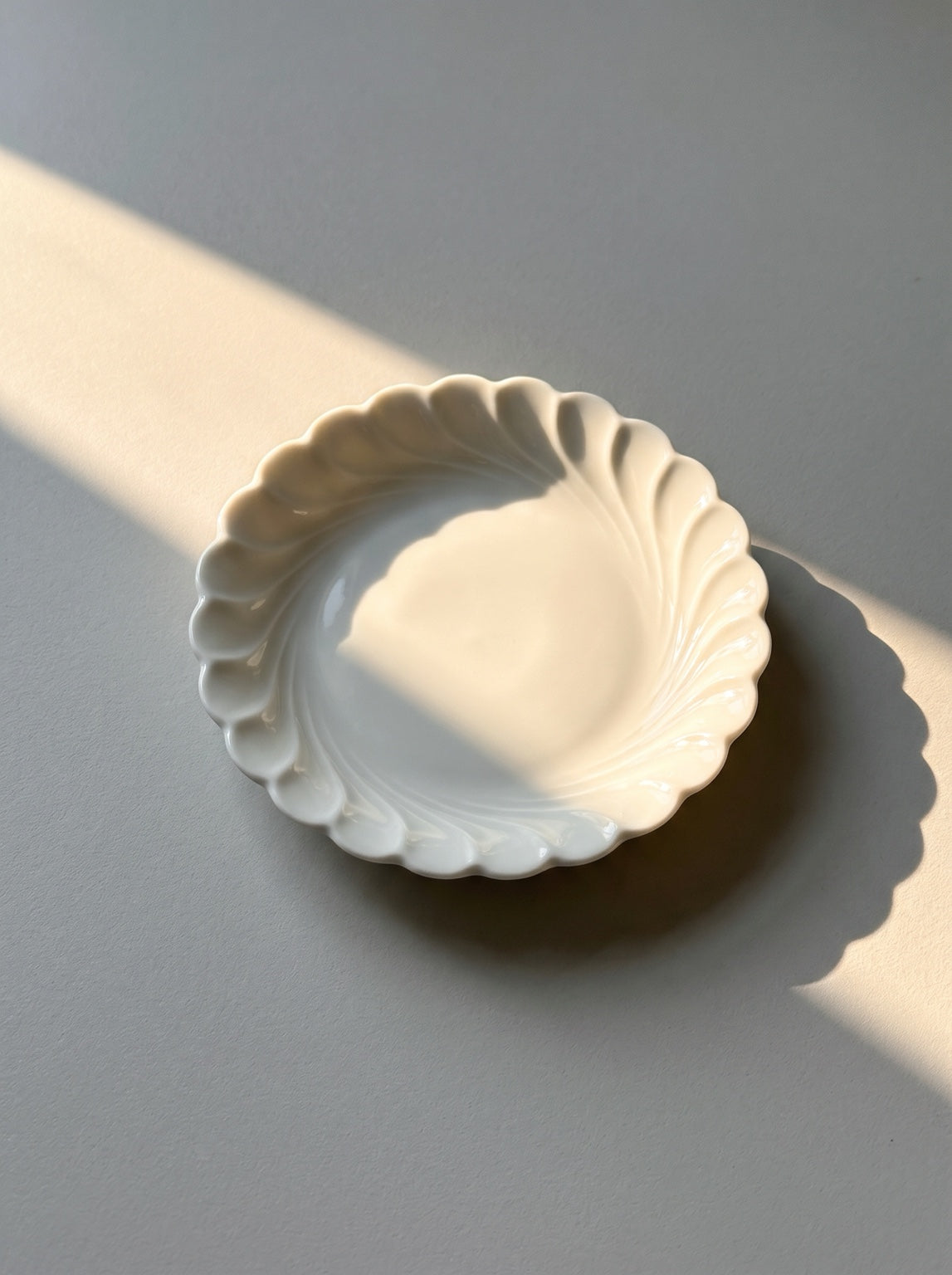 Vintage white Haviland Limoges porcelain dish with scalloped edges, from set of three