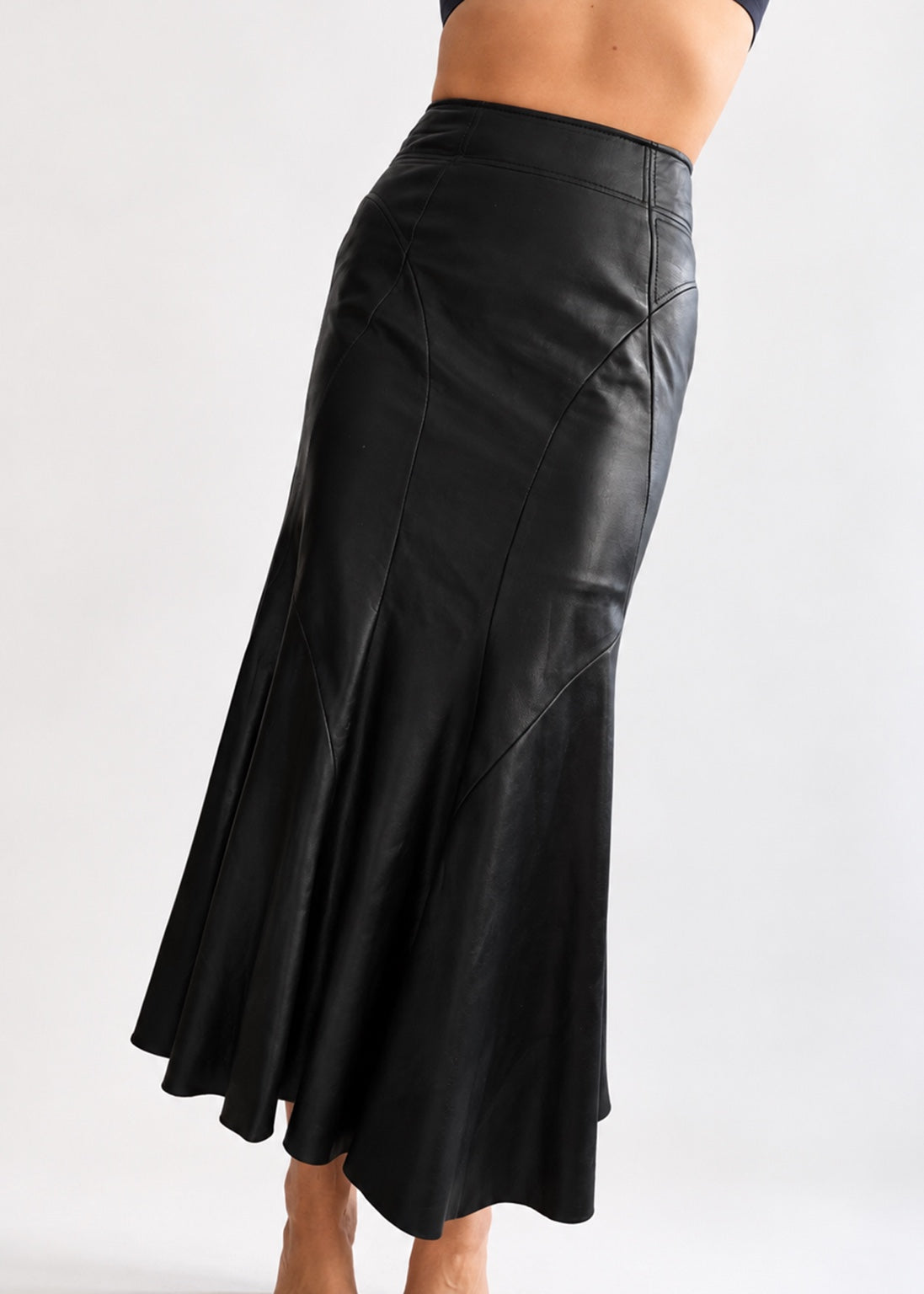 Vintage Genuine Leather Long Skirt