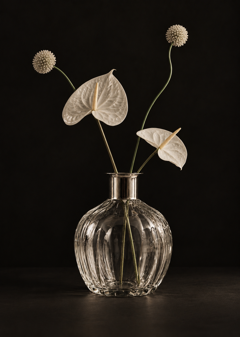 Vintage Cut Glass Bottle with Silver plating Collar