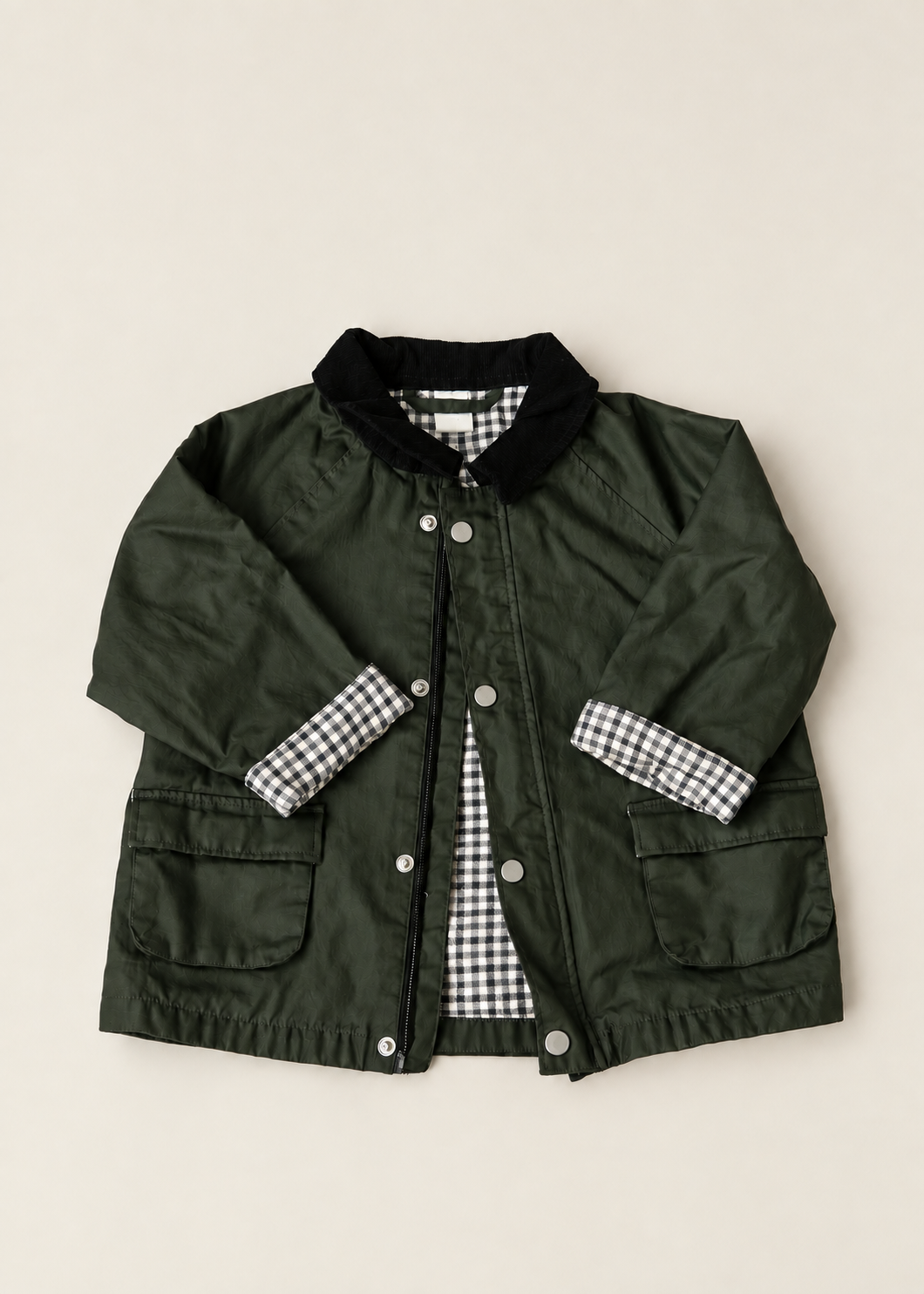 H&M Gingham Lined Kids Rain Jacket — 12–18 Months