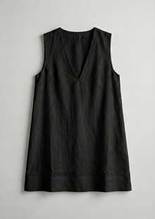 Robe midi en lin à col en V