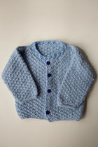 Hand Knit Blue Baby Cardigan — 3 Months