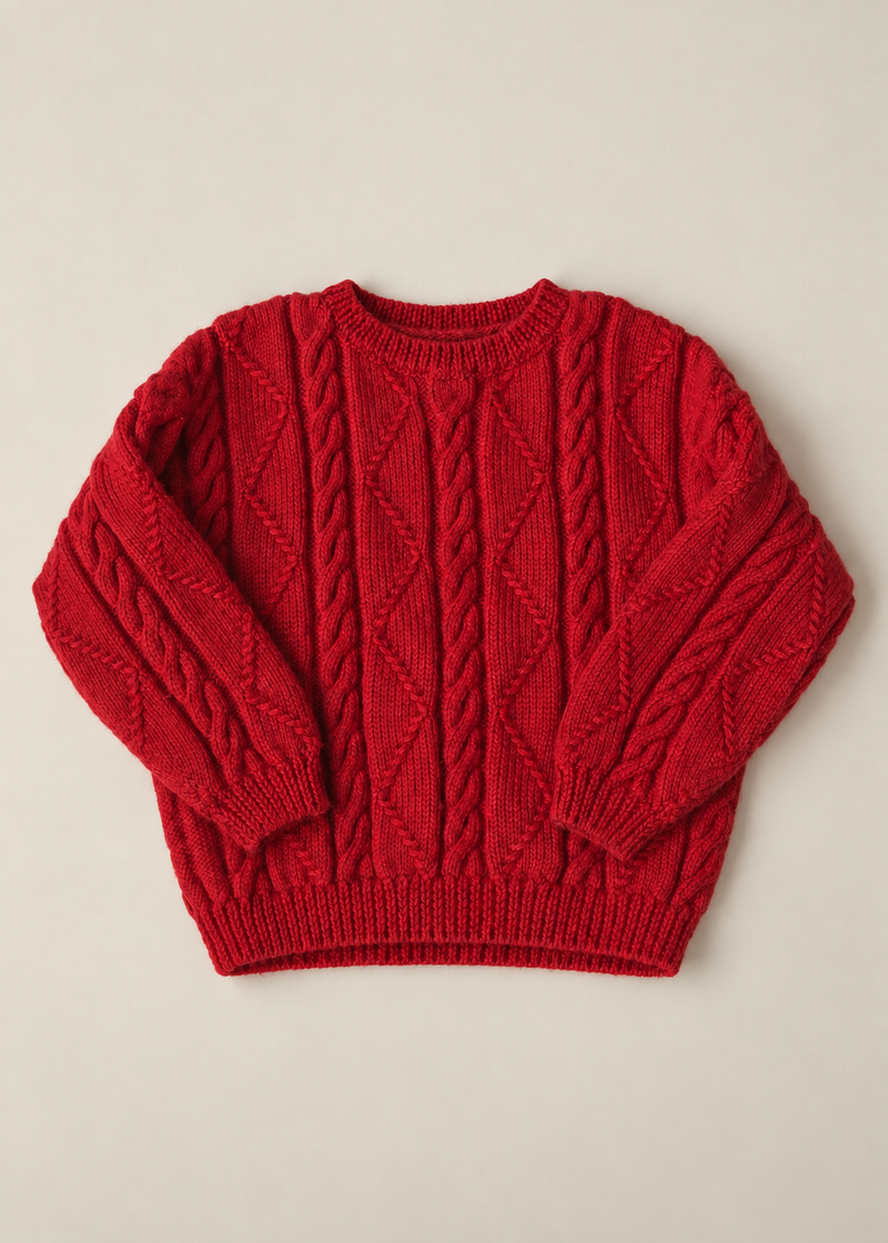 Vintage Red Wool Cable Knit Sweater 24M