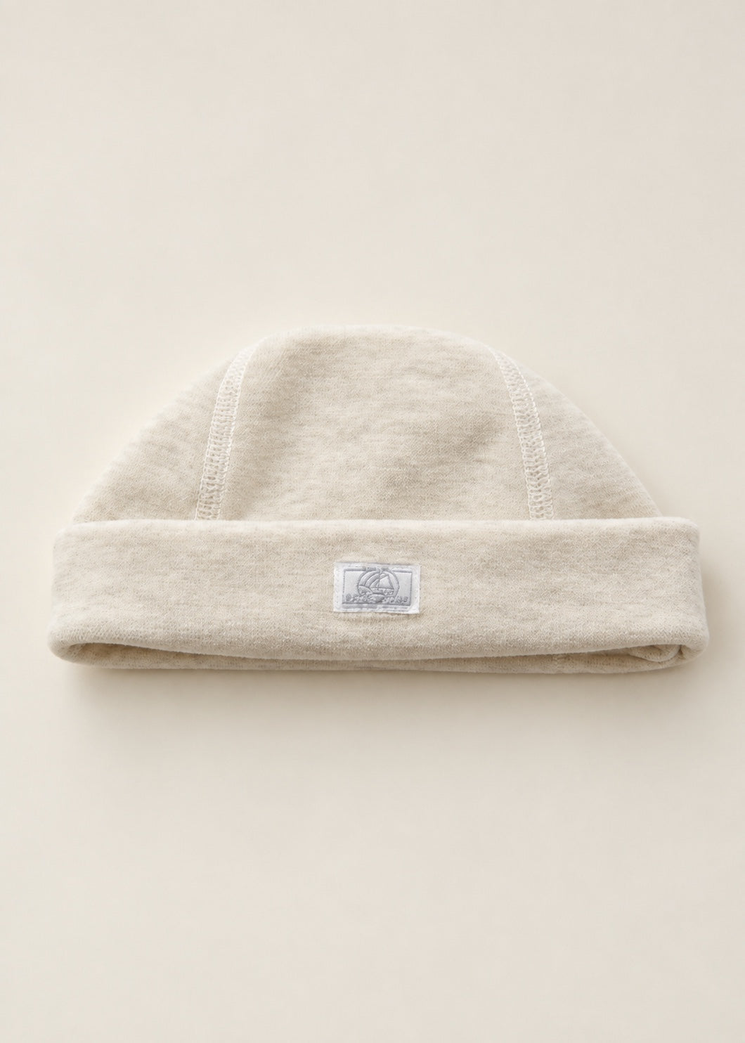 Petit Bateau cream velvet-touch baby hat, size 0-3 months
