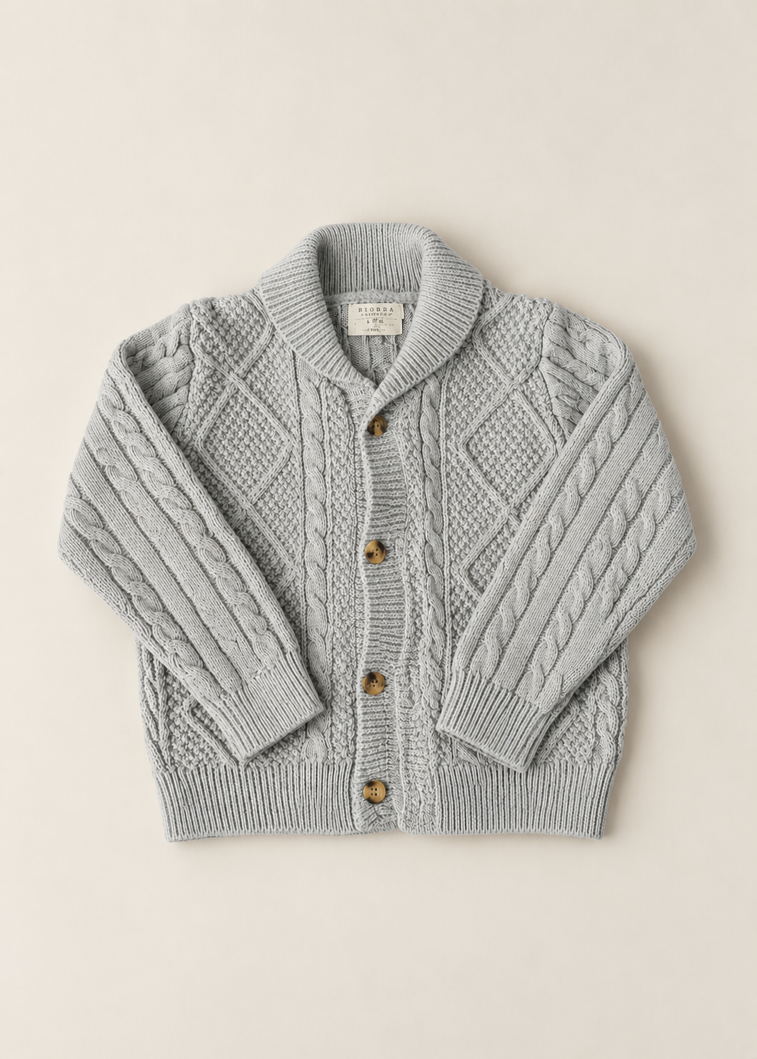 Cardigan en maille torsadée gris vintage Petit Lem