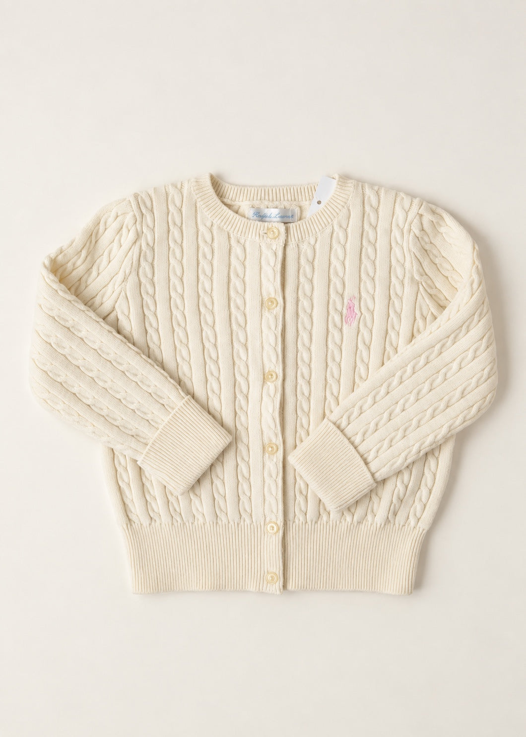 Ralph Lauren girls cream cable-knit cardigan, size 2T