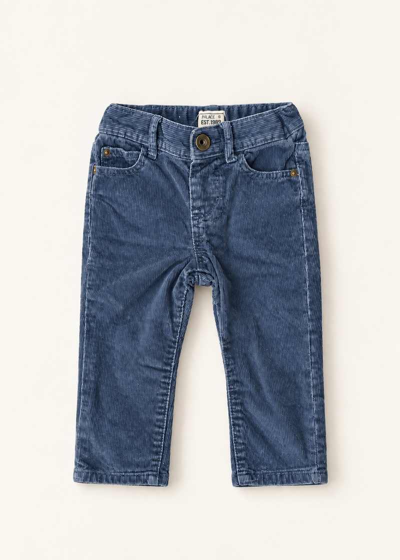 Vintage blue-grey corduroy toddler pants, size 12-18 months