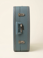 Vintage blue luggage for kids room decor and storage