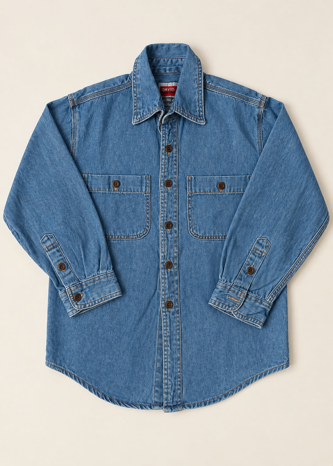 Vintage David Brandon blue denim shirt for child, size 4 years