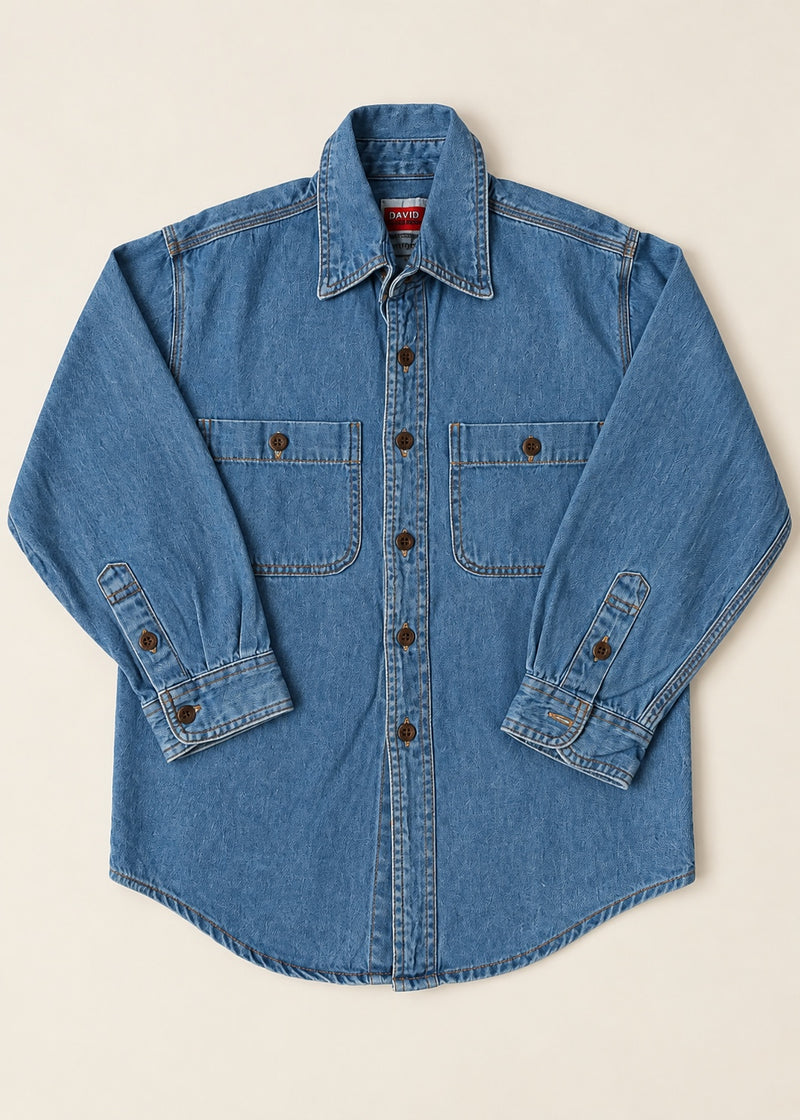 Vintage David Brandon blue denim shirt for child, size 4 years