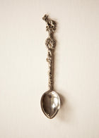 Vintage Italian silver plated baby spoon with ornate animal handle