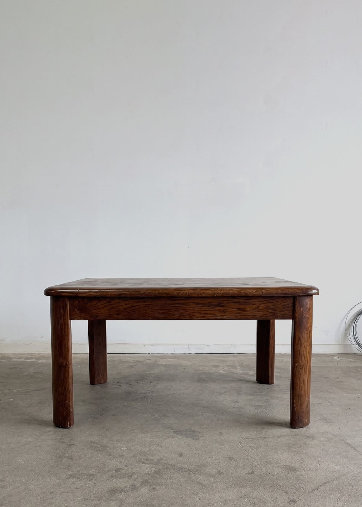Vintage mid-century wood coffee table angled view