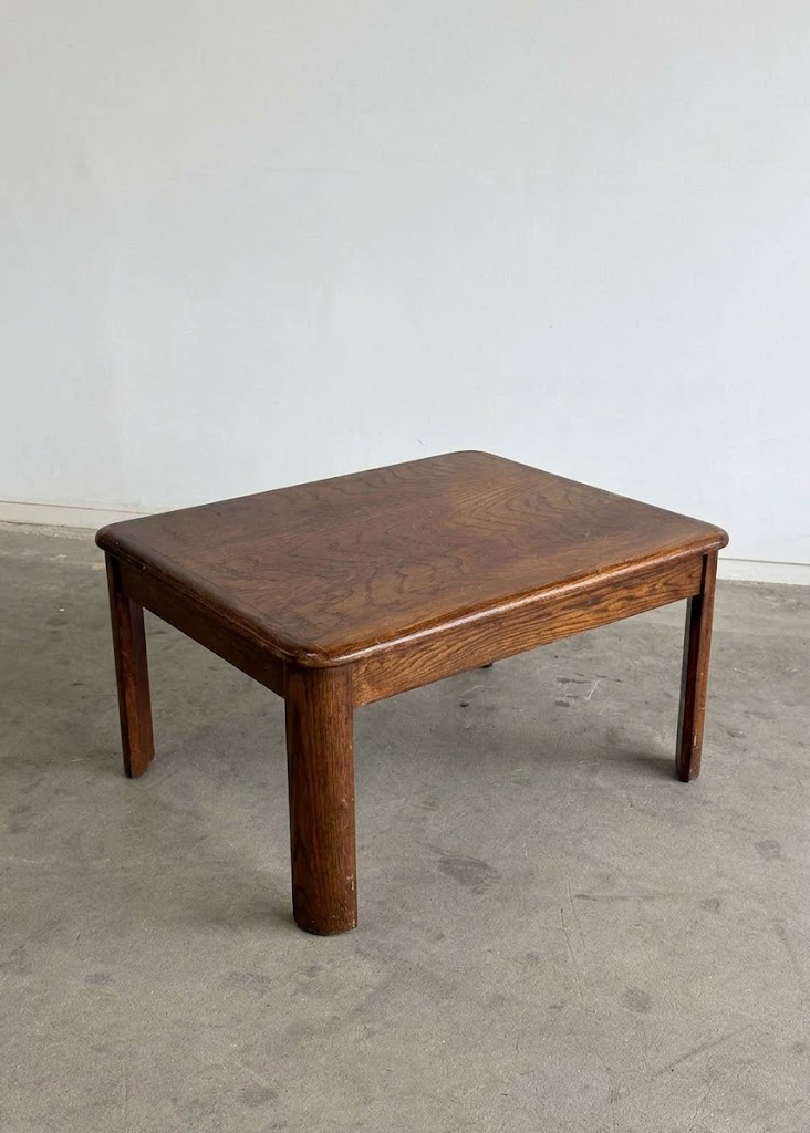 Vintage mid-century wood coffee table side view
