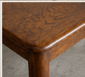 Vintage Made in Canada wood table rounded edge and wood grain detail