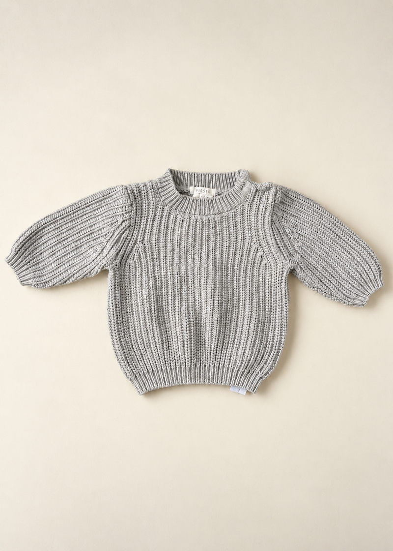 Vintage Petit Lem Grey Knit Sweater — 18–24 Months